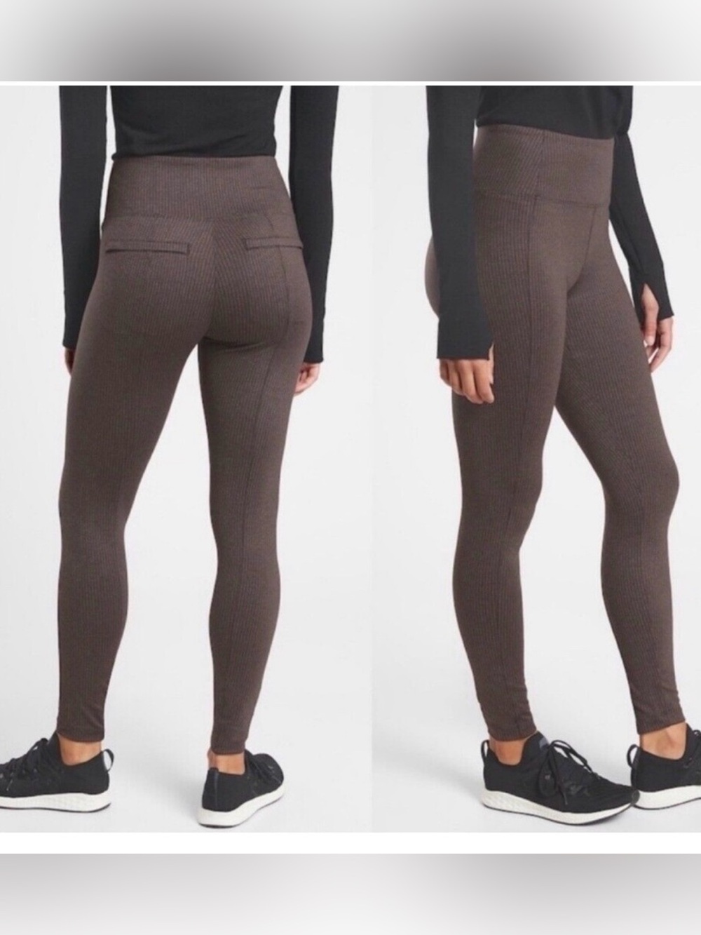 Athleta Women’s Delancey  Houndstooth Tight High-Waist Ponte Brown EUC L
